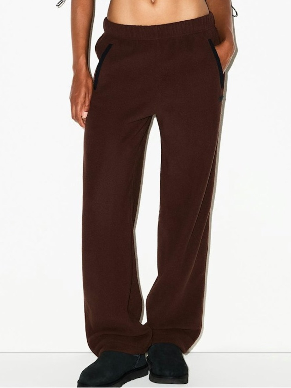 skims fleece lounge straight leg pant NWT COCOA SIZE L (BLP)